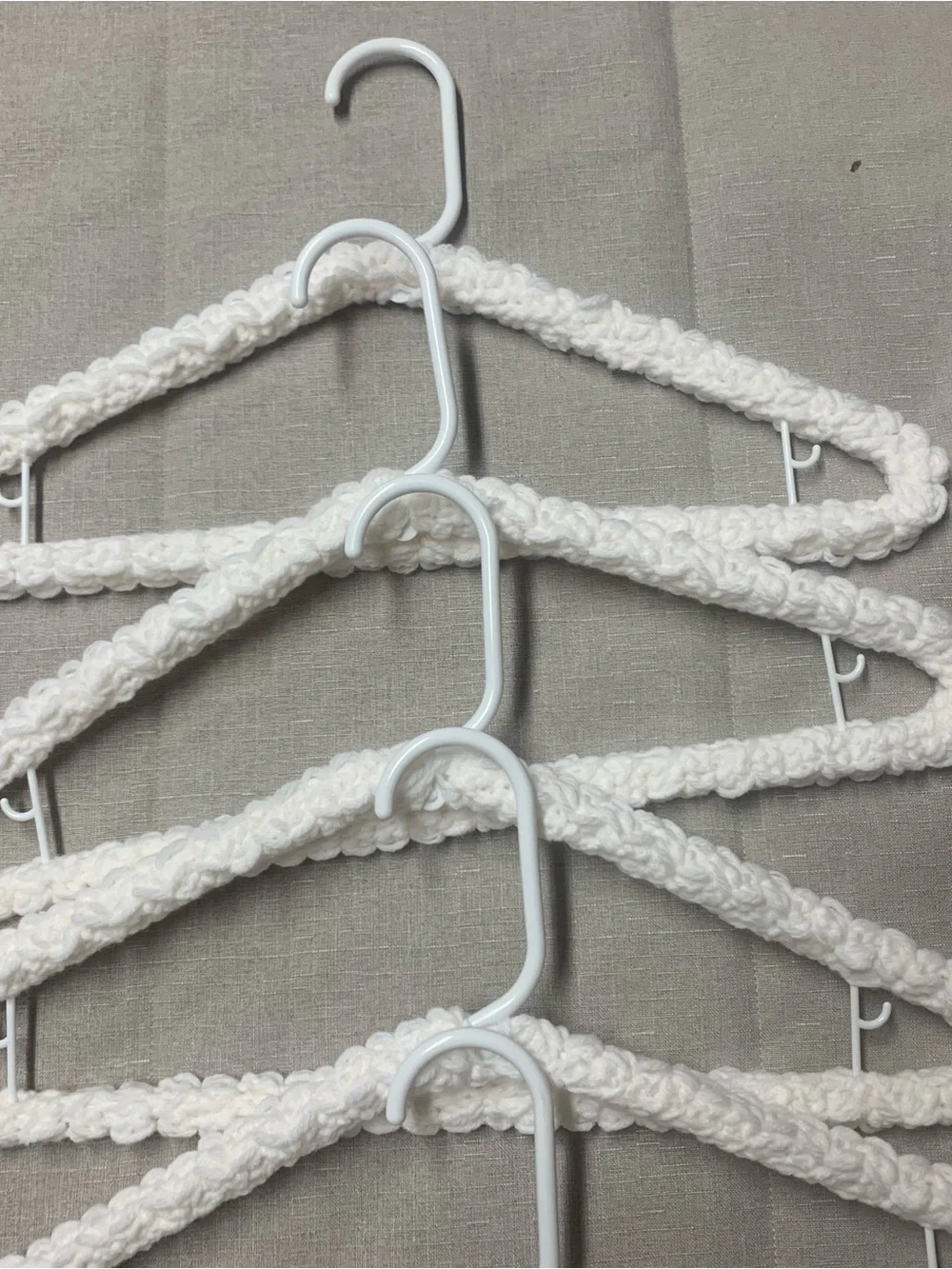 Hand Crafted White Crocheted Padded Closet Hangers - Set of 5